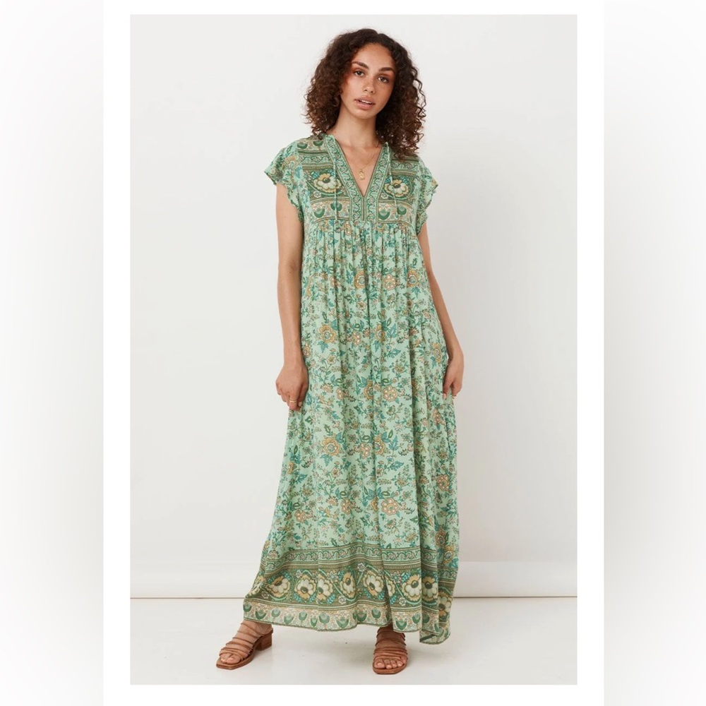SPELL Folk Song House Dress - Sage